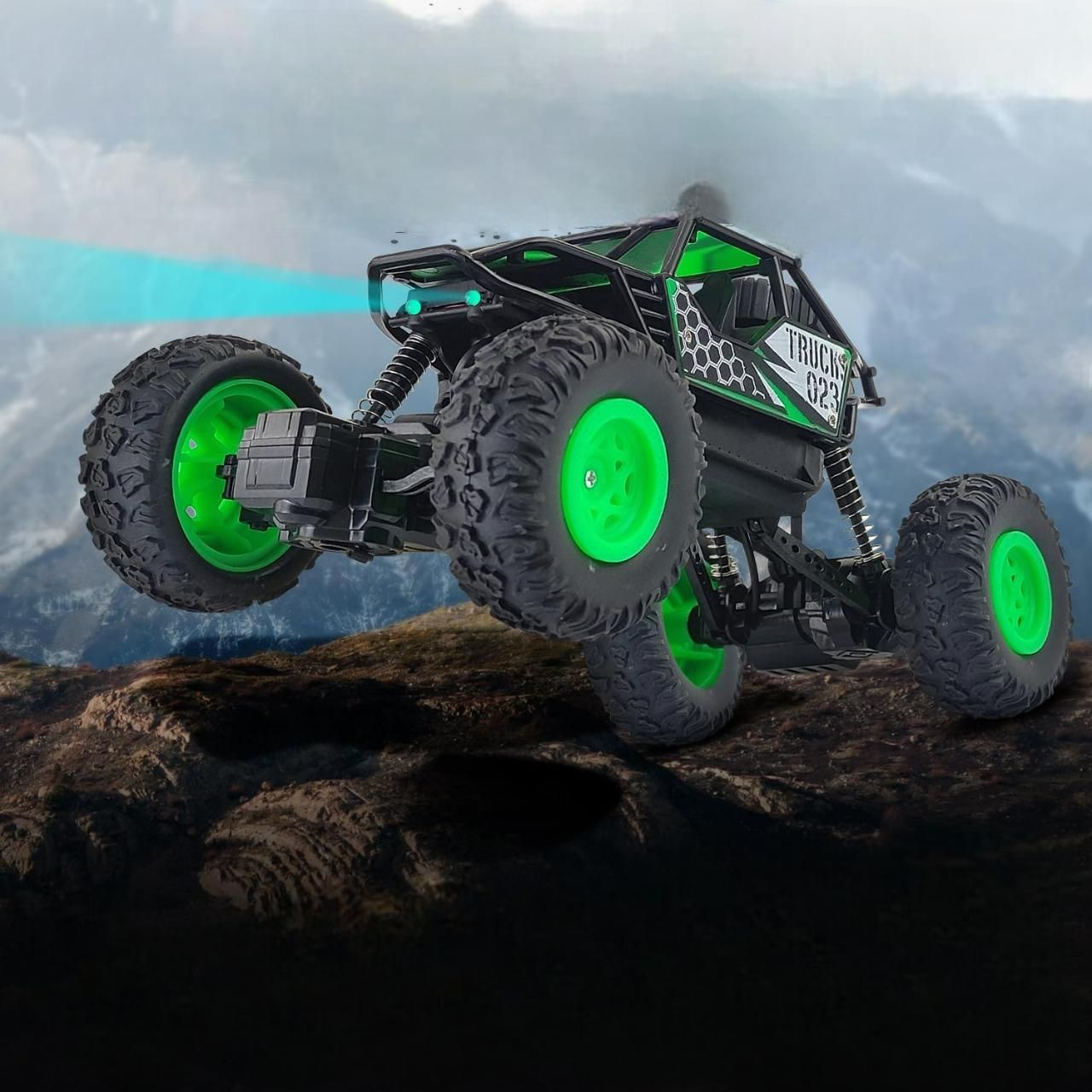 Rechargeable Rock Crawling 2WD 2.4 Ghz 4x4 Rally Car Remote Control Monster Truck (Green) - PrabhStudio3931v9 - wmRechargeable Rock Crawling 2WD 2.4 Ghz 4x4 Rally Car Remote Control Monster Truck (Green)