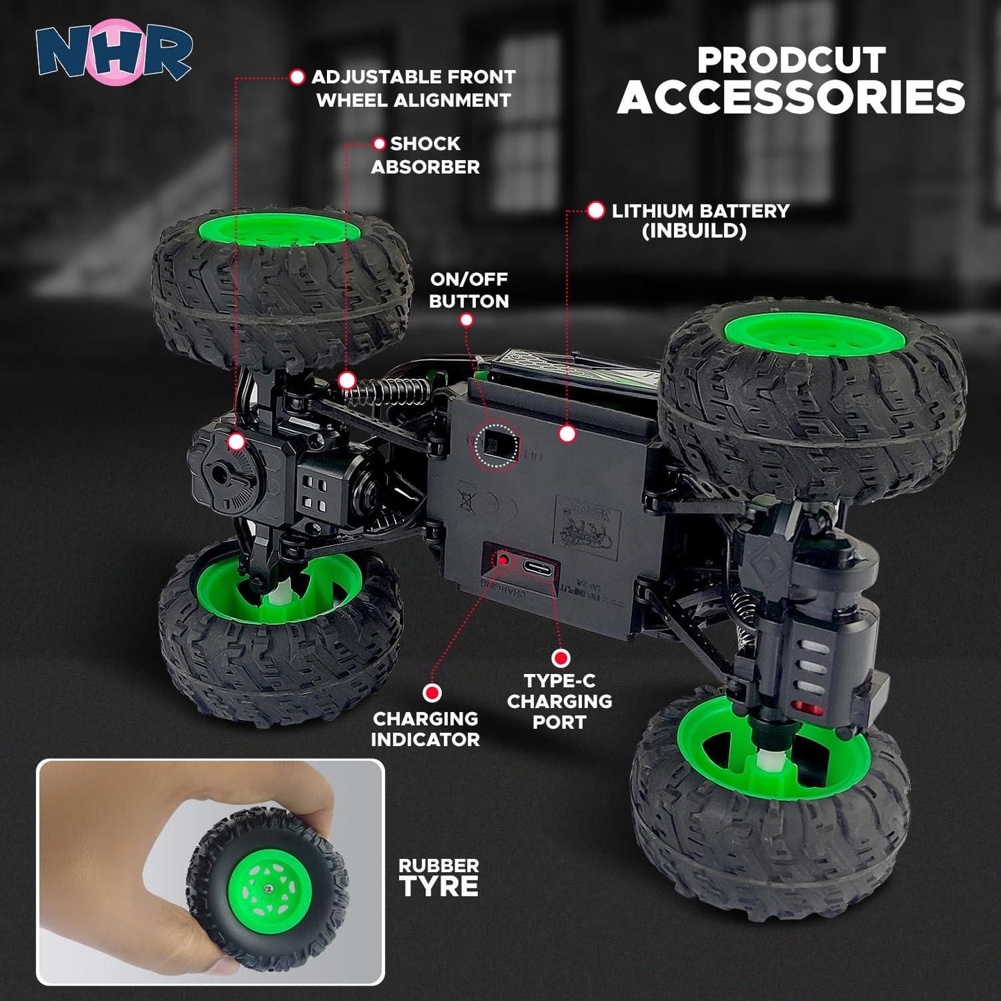 Rechargeable Rock Crawling 2WD 2.4 Ghz 4x4 Rally Car Remote Control Monster Truck (Green) - PrabhStudio3931v9 - wmRechargeable Rock Crawling 2WD 2.4 Ghz 4x4 Rally Car Remote Control Monster Truck (Green)